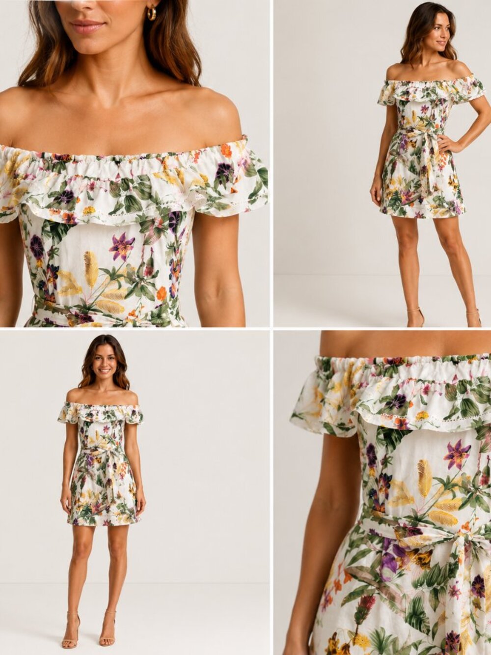 NWT Ivanka Trump Off the Shoulder tropical Floral Mini dress Size: 6
